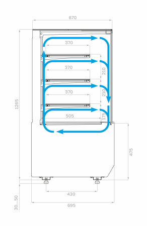 Витрина кондитерская Carboma KC70 VM 1,3-1 LIGHT 9005 (версия 2.0)