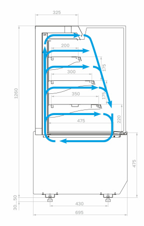 Горка холодильная Carboma KC70 VM 0,9-2 STANDARD 9005-0109 (прямая боковина, версия 2.0)